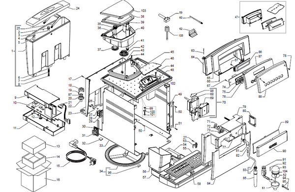 Gaggia Titanium Part Diagram E74075 – Whole Latte Love
