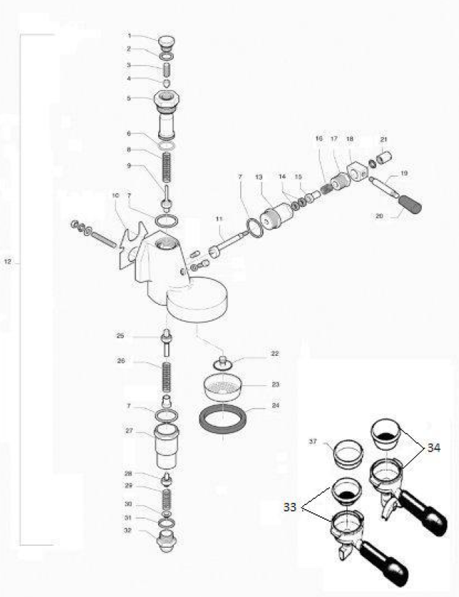 Rocket Espresso Cellini Plus V2 Part Diagram: RECELPLUSV2-2