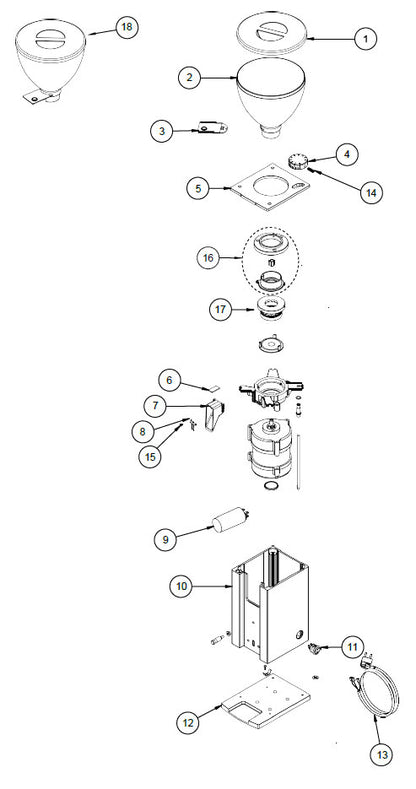 Rocket Espresso Faustino Grinder Part Diagram: REFAUSTINO-1