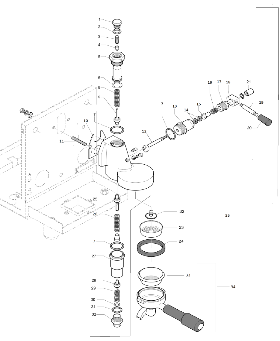 Rocket Espresso R58 Part Diagram: RER58-6