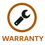 Warranty symbol with a wrench icon and the word 'WARRANTY' below it.