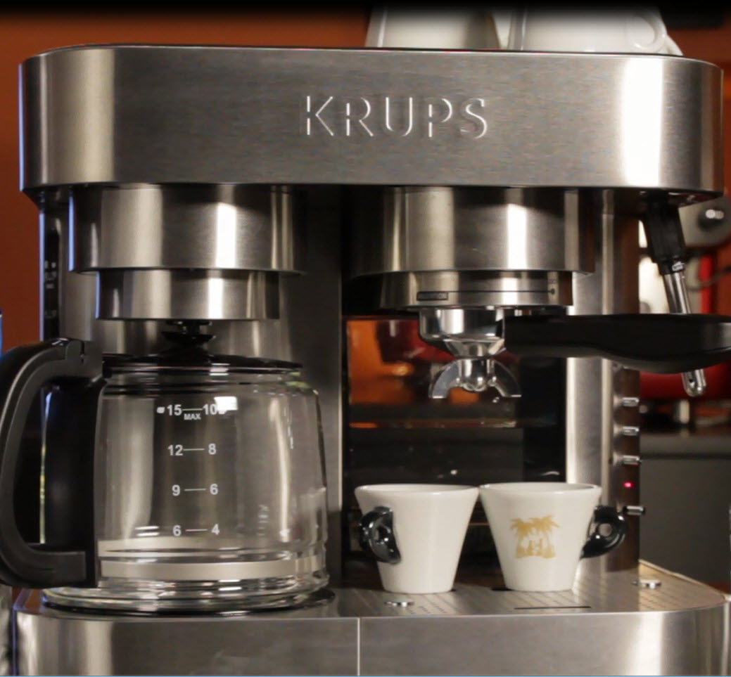 Krups XP604050 Combi Espresso Machine and 10-Cup Coffee Maker Front View
