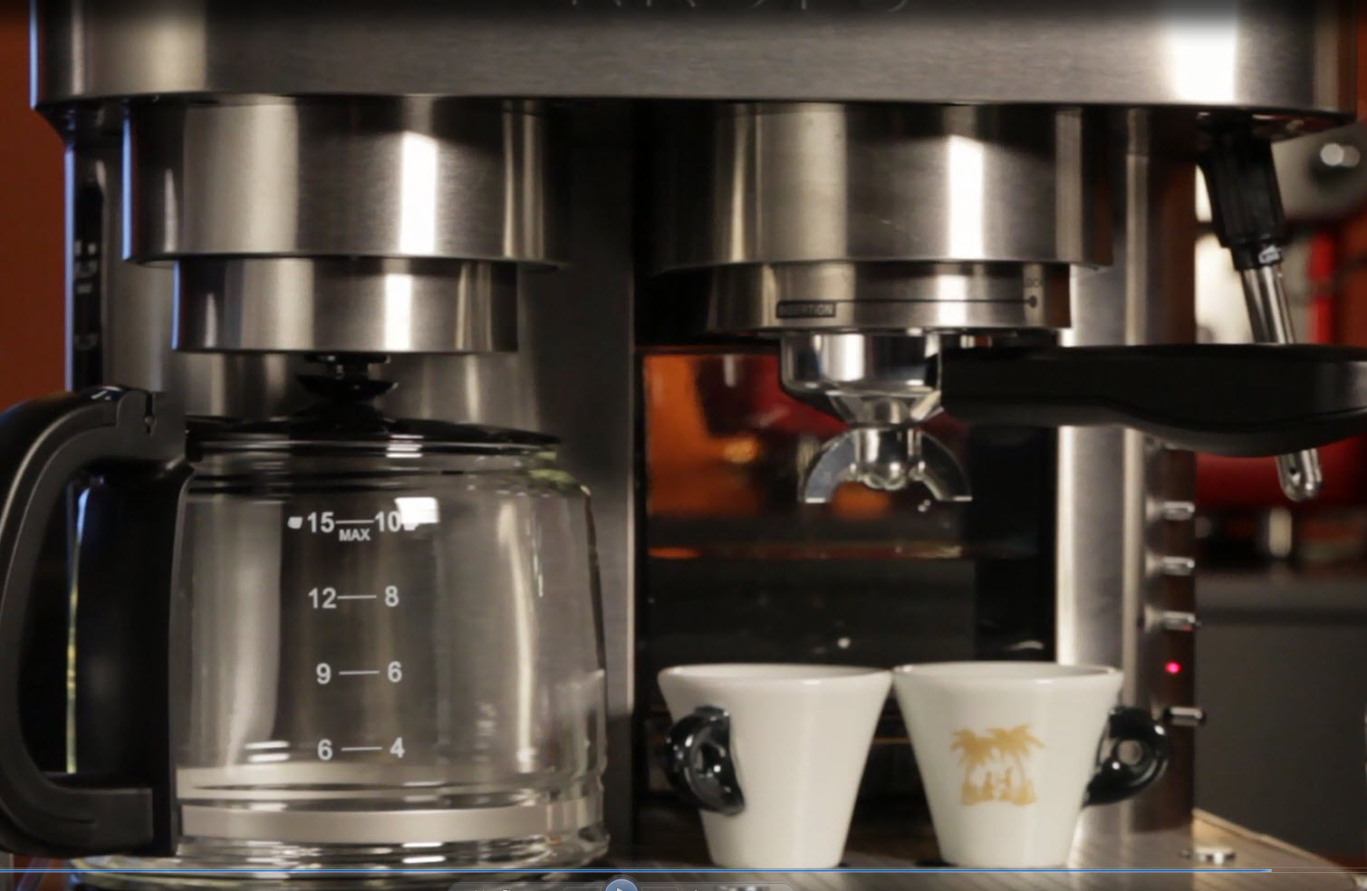 Krups XP604050 Combi Espresso Machine and 10-Cup Coffee Maker Carafe and Cups