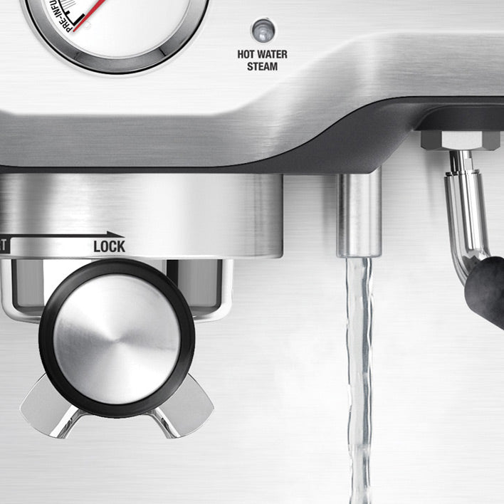 Breville BES840XL the Infuser Semi-Automatic Espresso Machine Closeup.