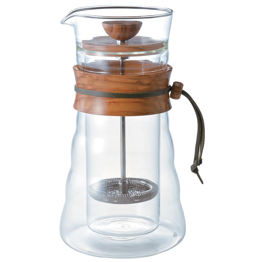 Hario Double Glass Olive Wood Coffee Press