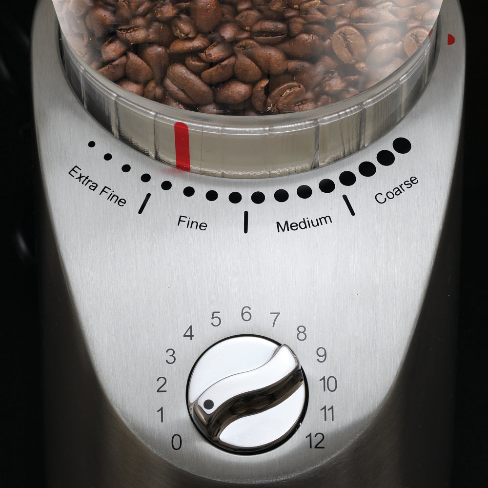 Grind 1 to 12 cups at once with the selector knob and choose from 1 of 16 grind settings.