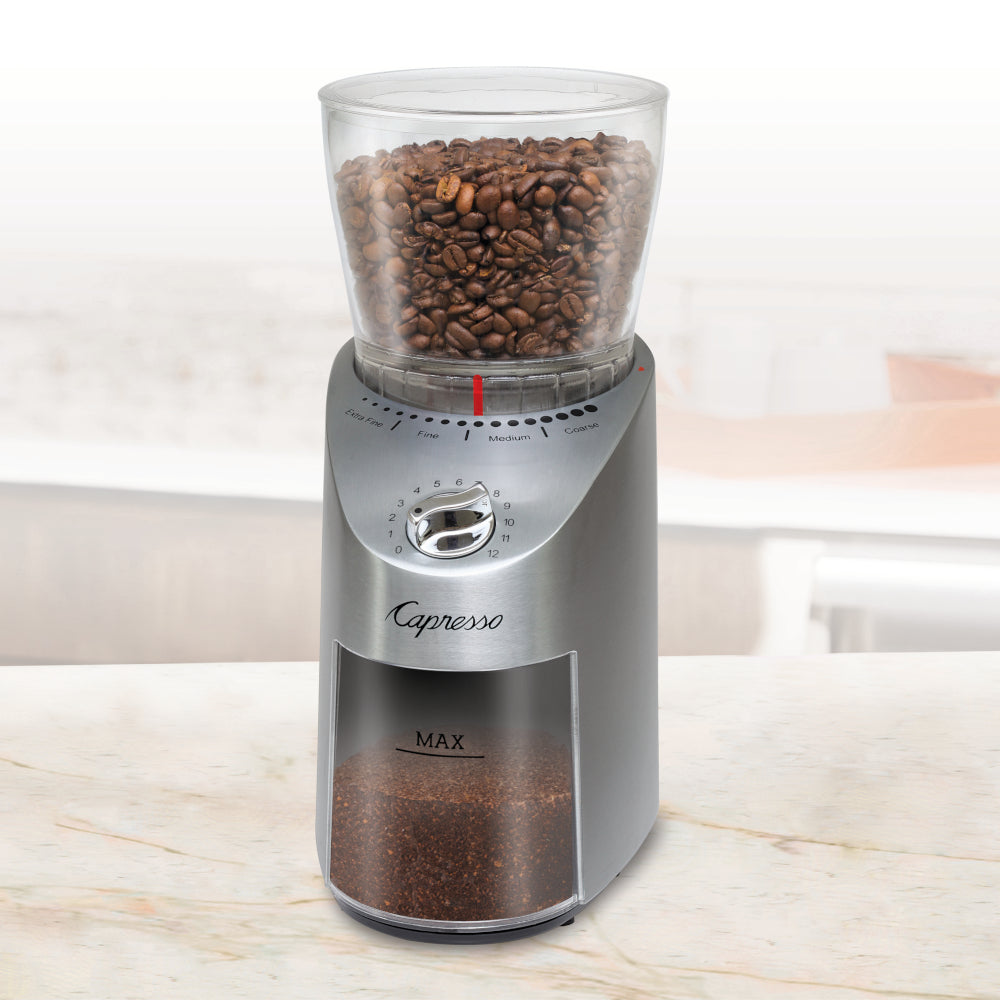 Capresso Infinity Plus Conical Burr Coffee Grinder in Metal