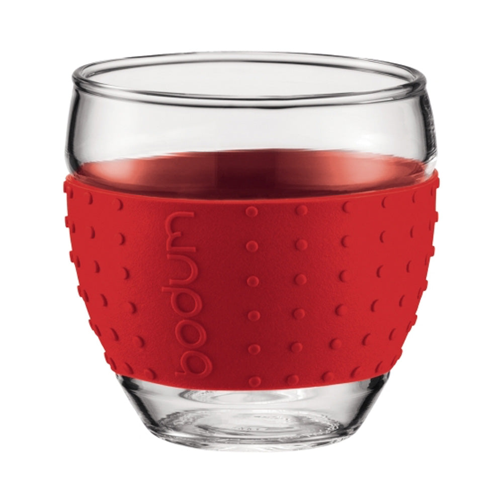 Bodum Pavina Grip Glass 3oz Cups in Red - DISCONTINUED