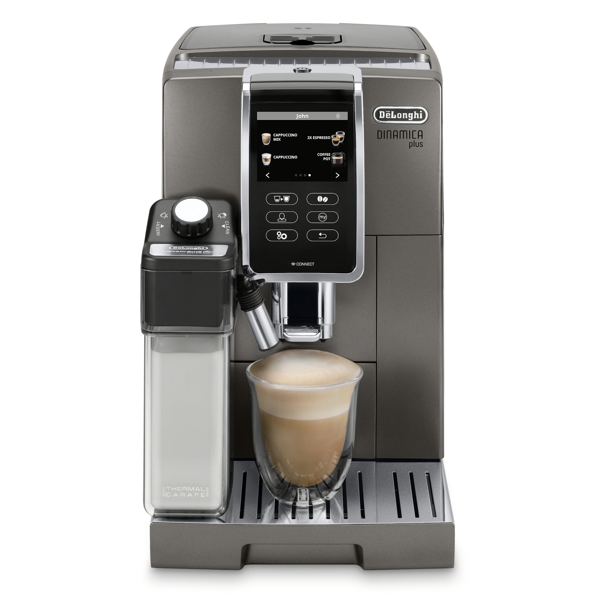 De'Longhi Dinamica Automatic Coffee & Espresso Machine with Iced Coffee + Manual  Milk Frother