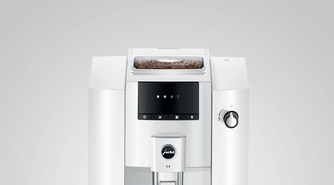 JURA E4 Automatic Espresso Machine in Piano White