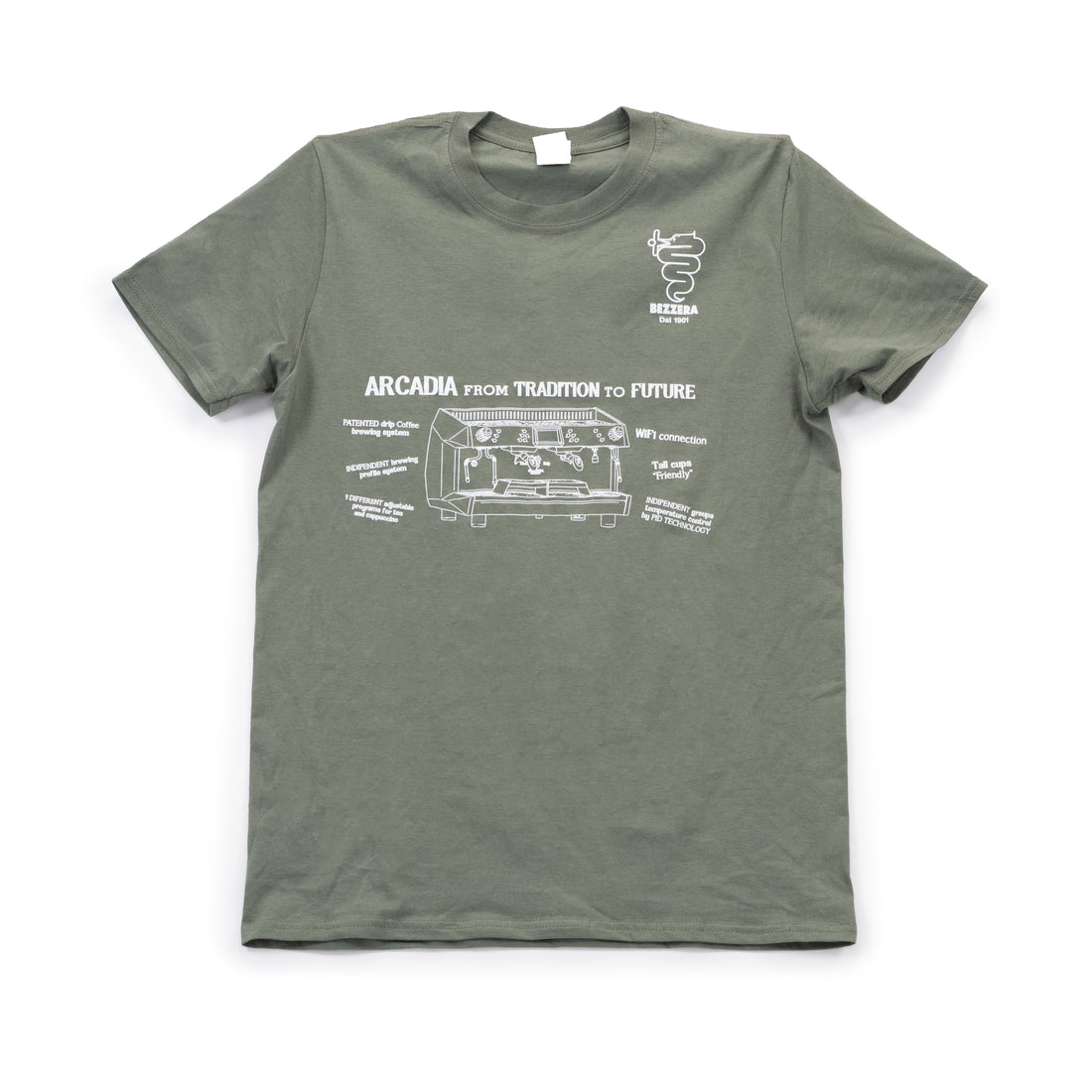 Bezzera Machine Drawing Green T-Shirt - Size L