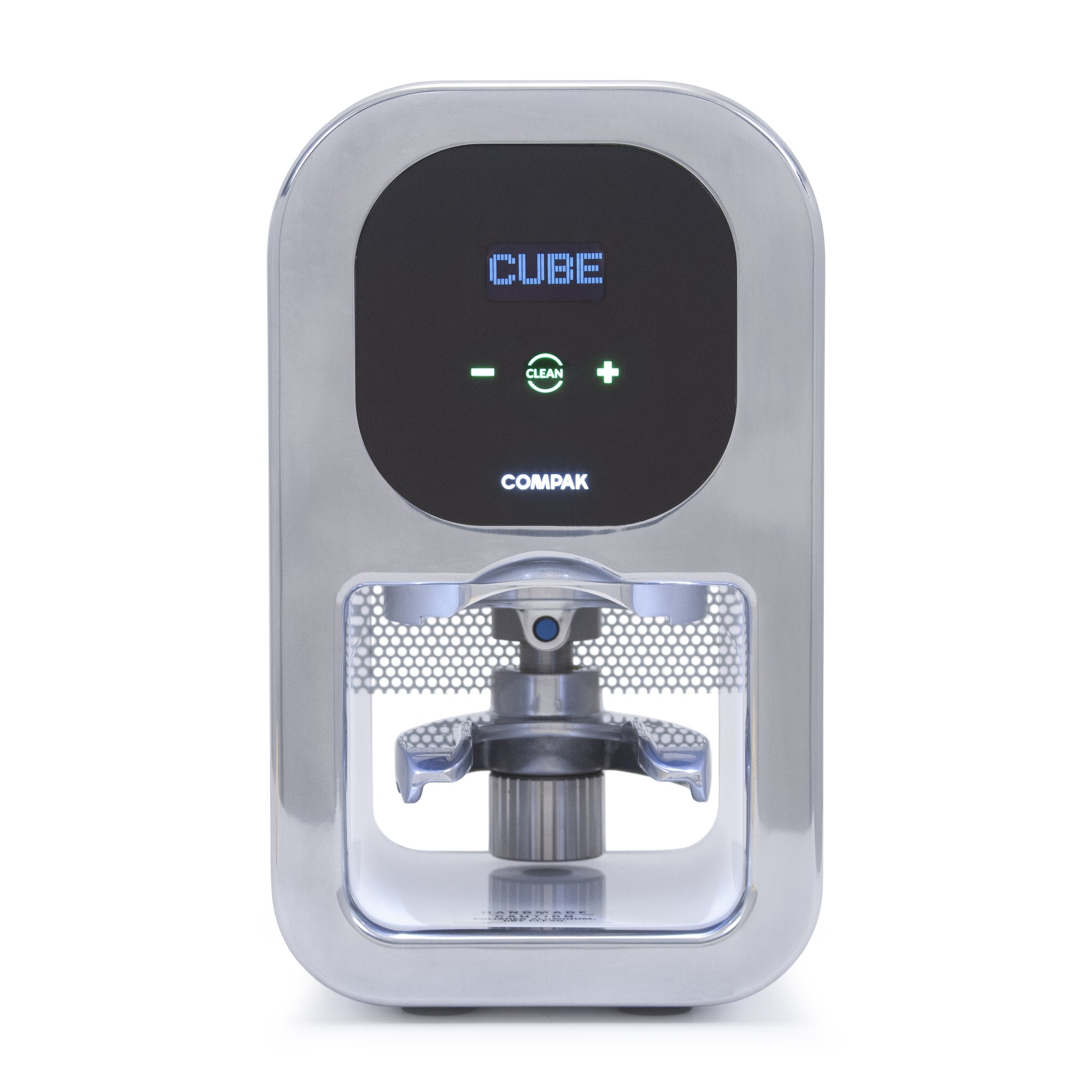 Compak Cube Tamper from the front.