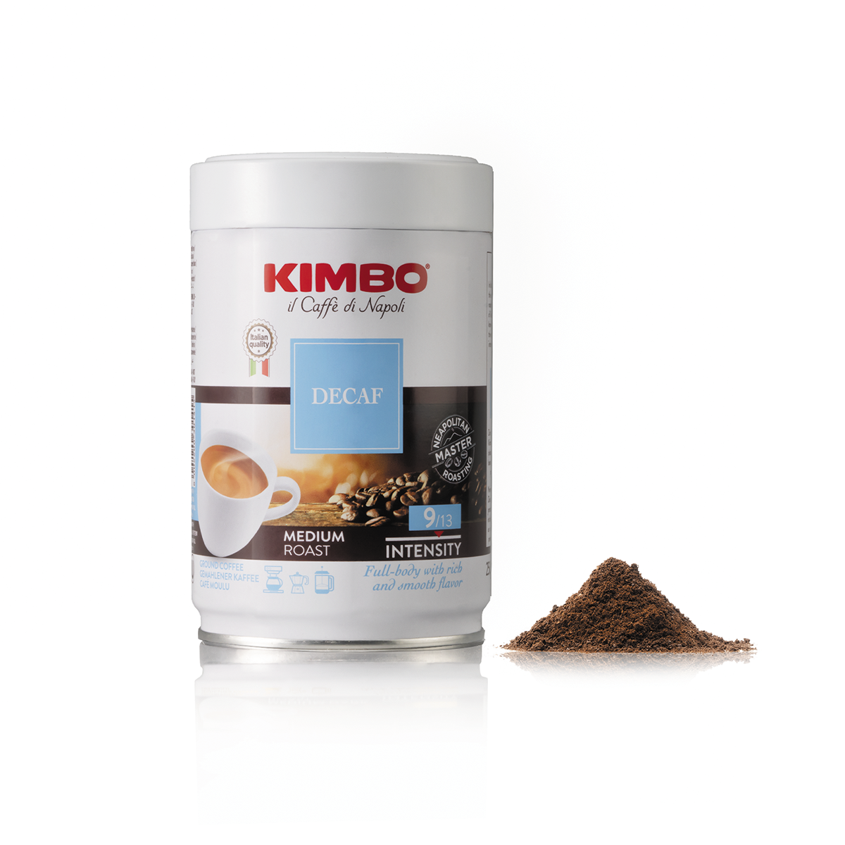 Kimbo il Caffe di Napoli Decaf Ground 250g Tin With Coffee