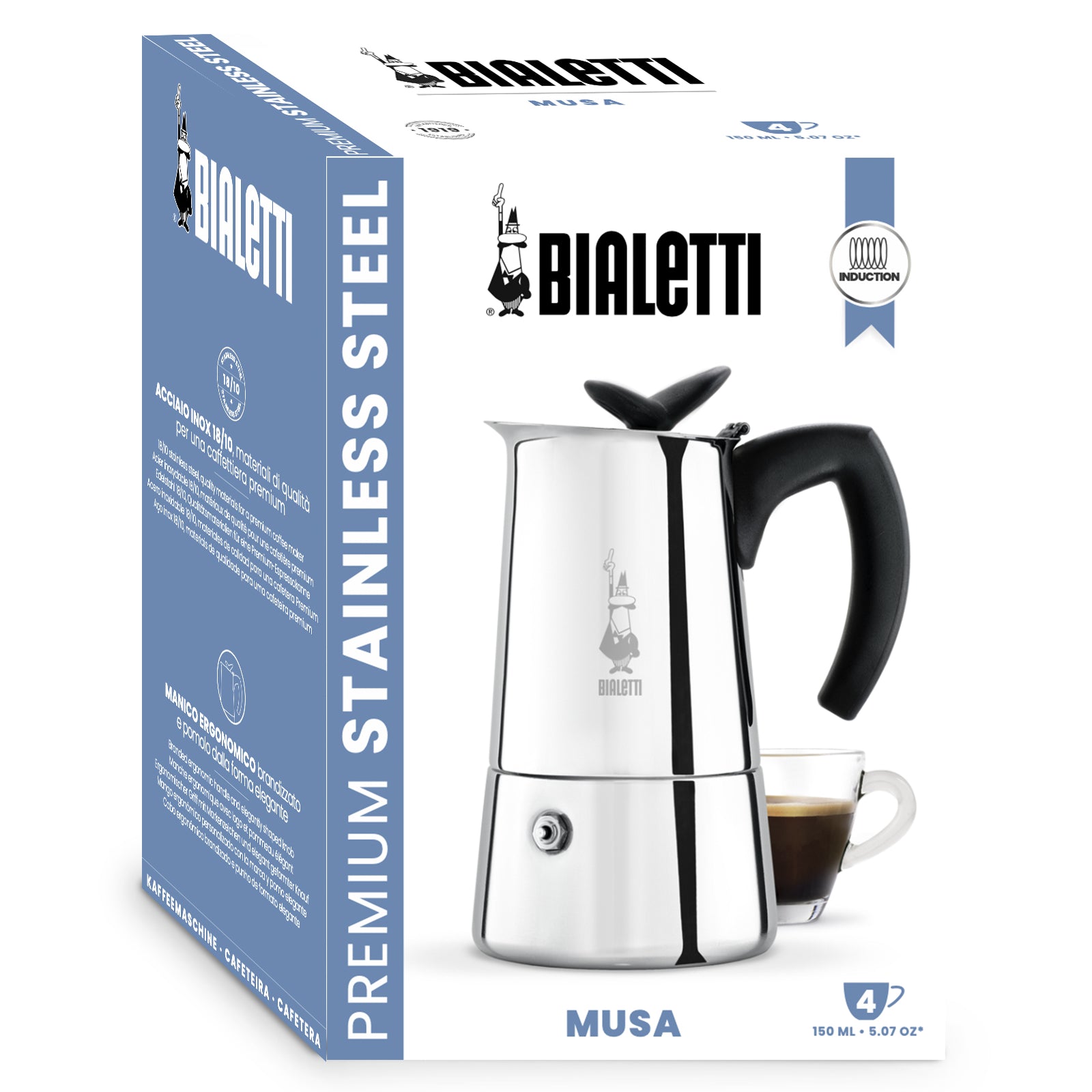 Cafetera Bialetti Moka Induction 2 Cups Italiana Manual