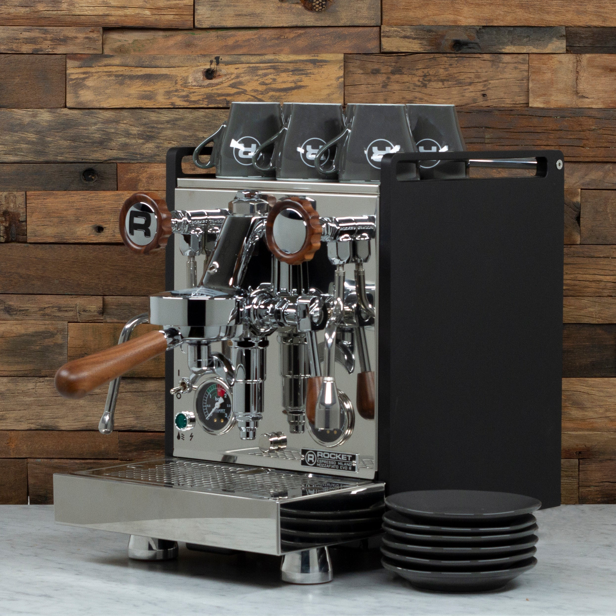 Rocket Espresso 6 Piece Flat White Cup and Saucer Set - Grey