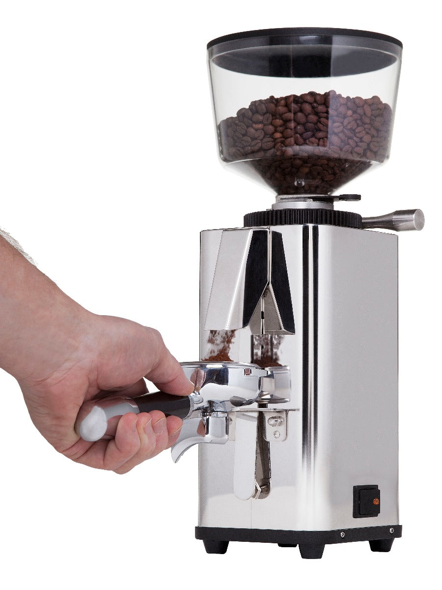 Grinding coffee into a portafilter with the S-Manuale 64